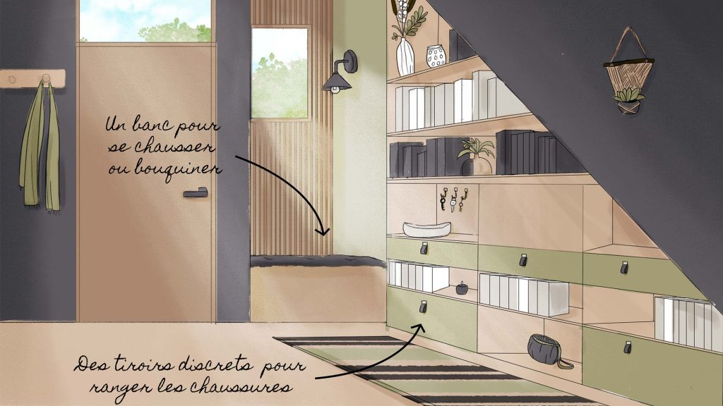 Schéma d'une entrée rangée et organisée