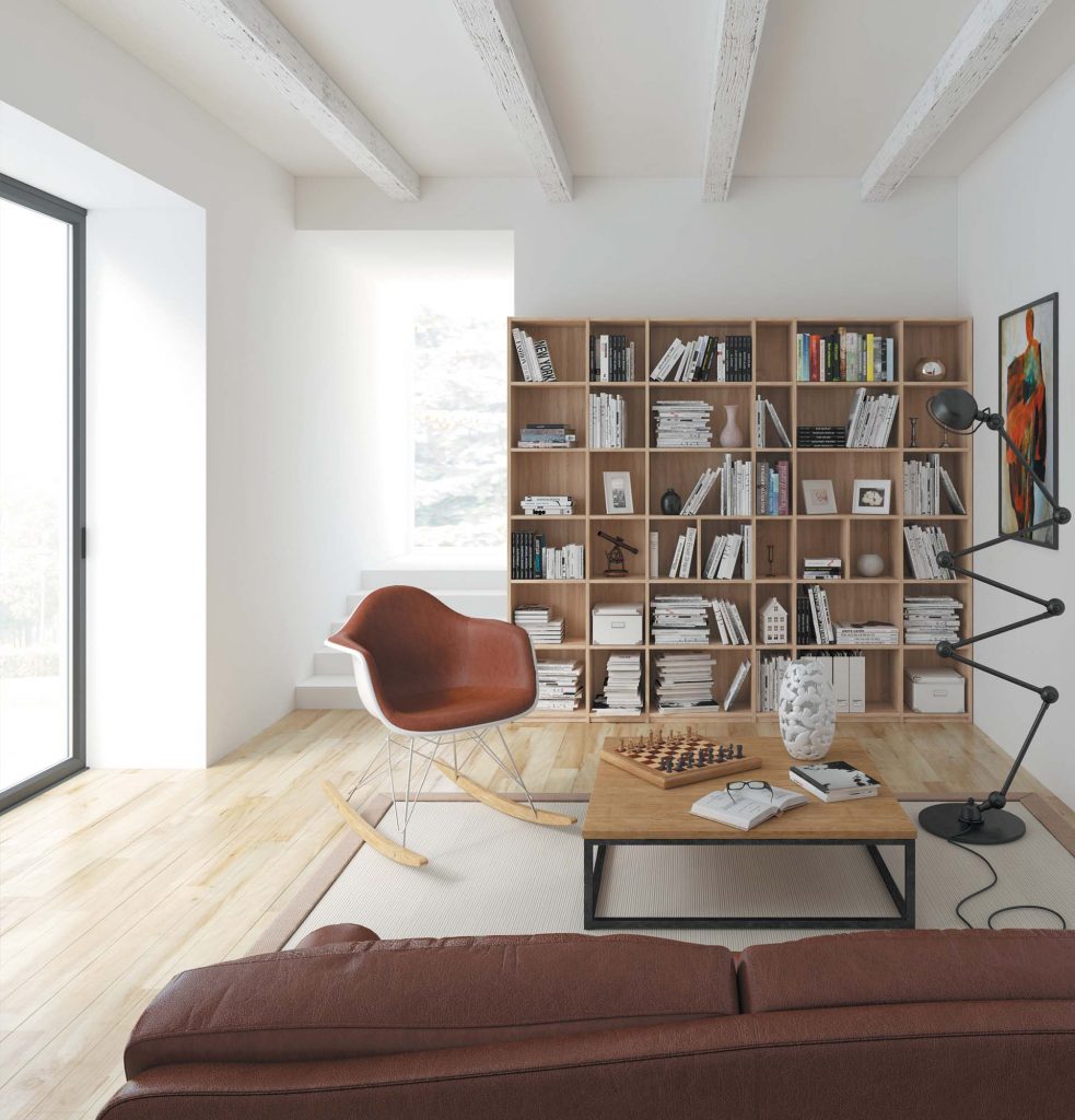 Bibliothèque composable avec fond, décor chêne bardolino naturel