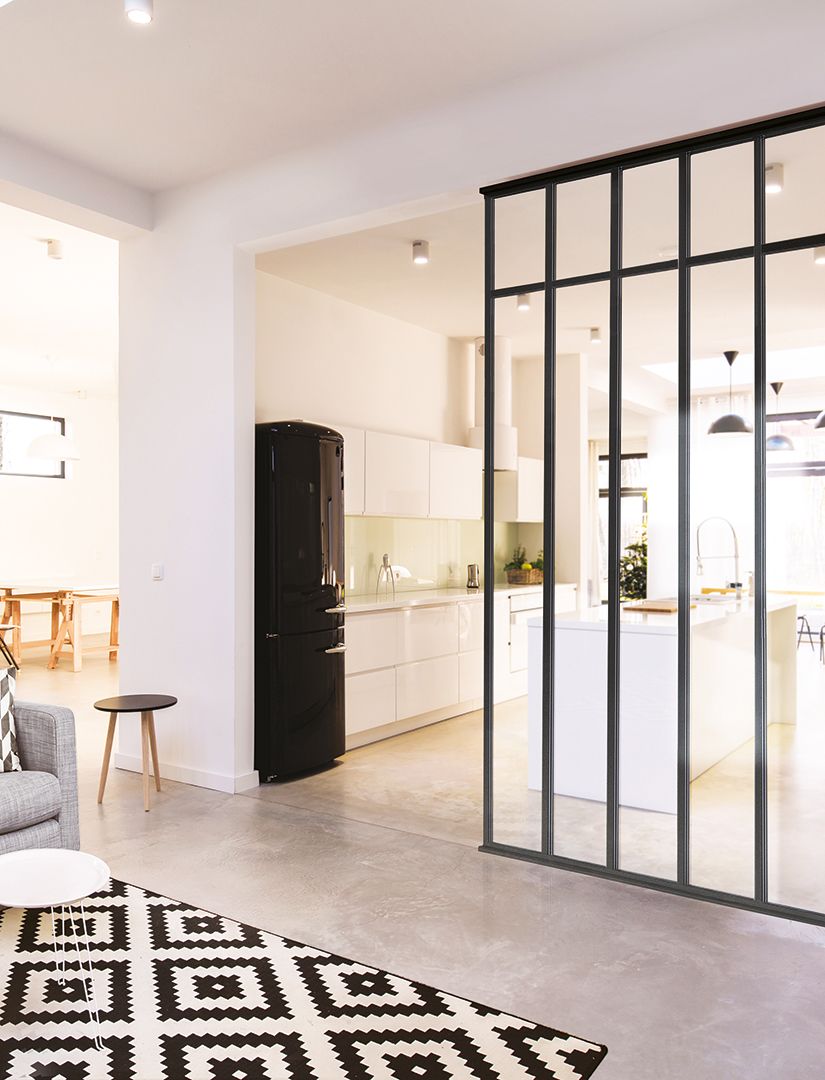 Verrière loft integra, 5 partitions, noir mat, vitre feuilletée claire