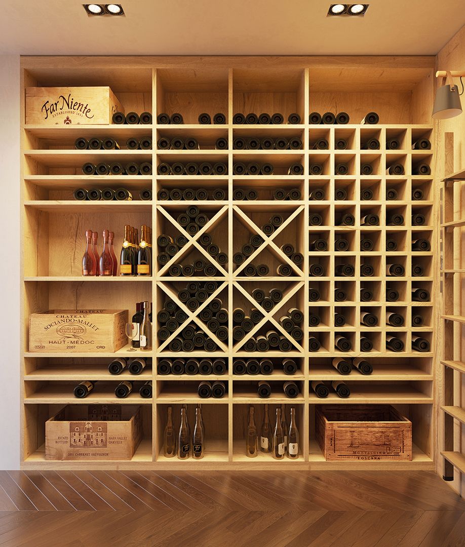 Aménagement sur-mesure, Cave à vin Chêne Halifax Naturel