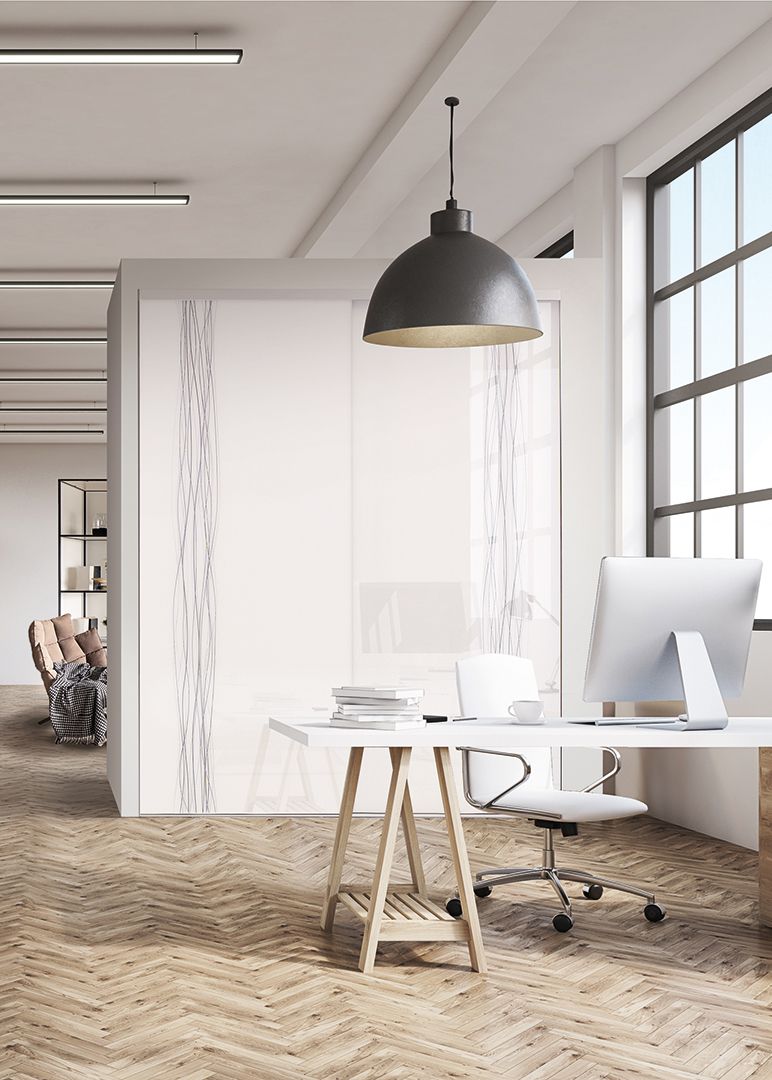 Portes de placard bureau collection exclusive Cézame argent mat, modèle exclusif fibres