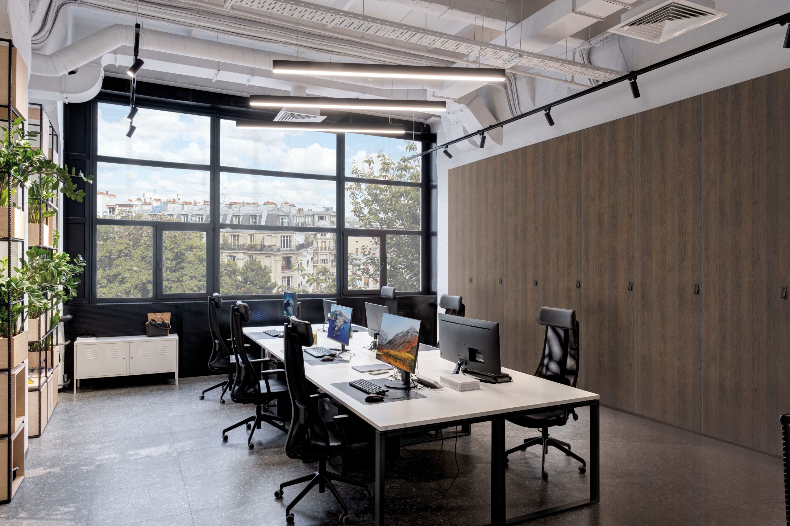 Bureau professionnel : Portes battantes en enfilade – Gladstone lave – Poignée strap noir